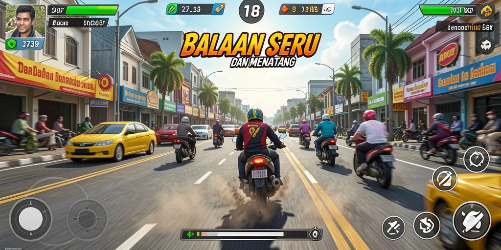 Screenshot dari gameplay 2739 menunjukkan aksi balapan seru.