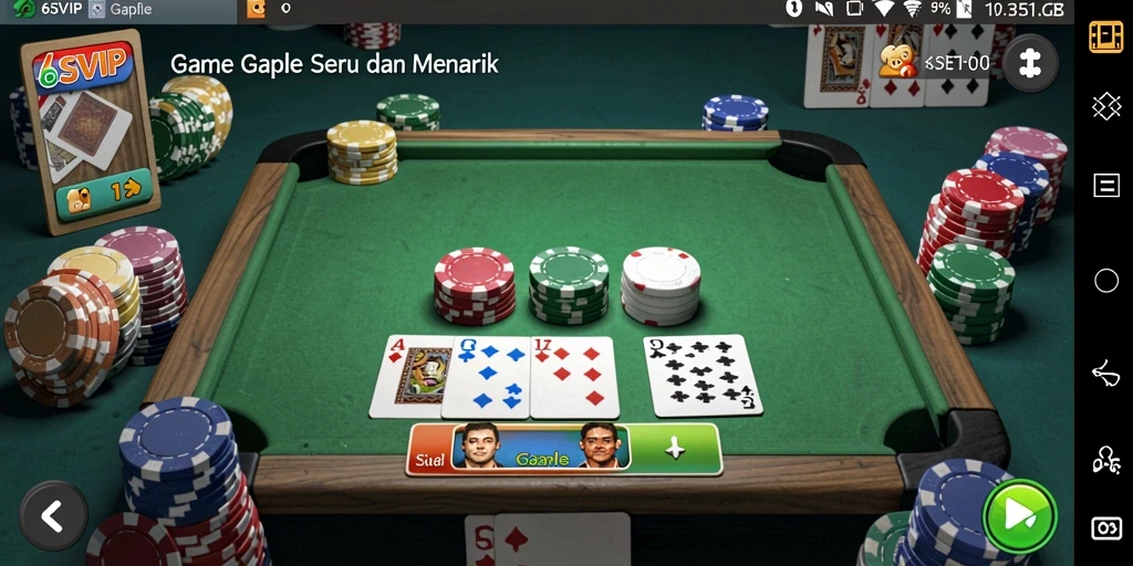 Screenshot gameplay yang menunjukkan keseruan bermain Gaple dengan teman.