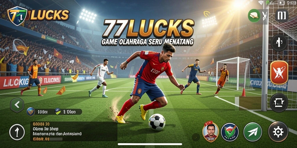 Tampilan gameplay seru di 77LUCKS dengan aksi olahraga penuh semangat.