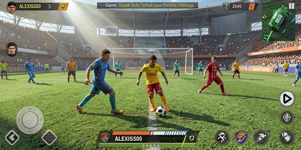Tampilan dinamis gameplay ALEXIS500 yang menegangkan.