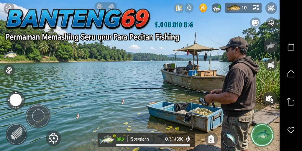 Tampilan gameplay BANTENG69 dengan suasana memancing yang menenangkan.