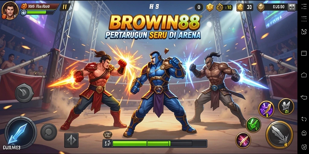 Screenshot dari gameplay BROWIN88 yang menunjukkan aksi pertarungan yang intens.