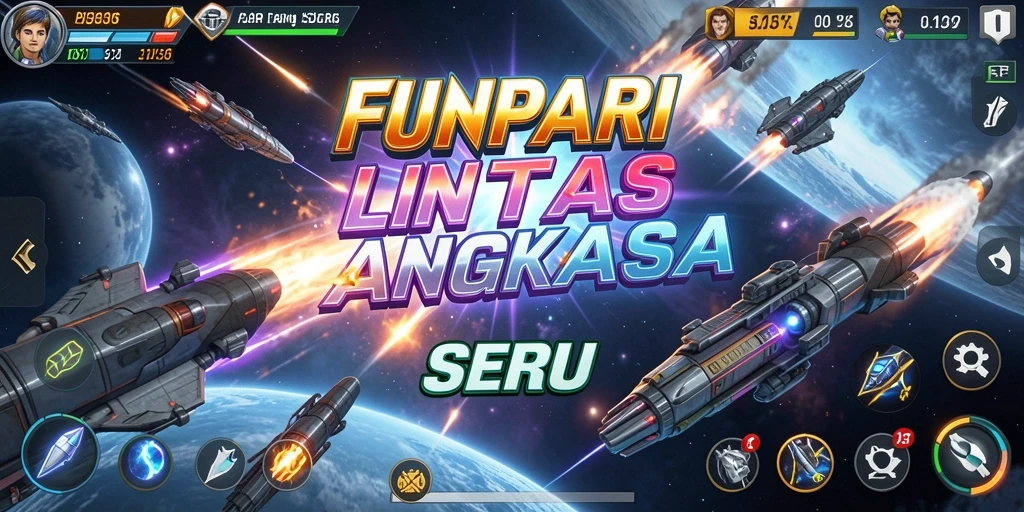 Tampilan mendebarkan dari gameplay FPS di luar angkasa.