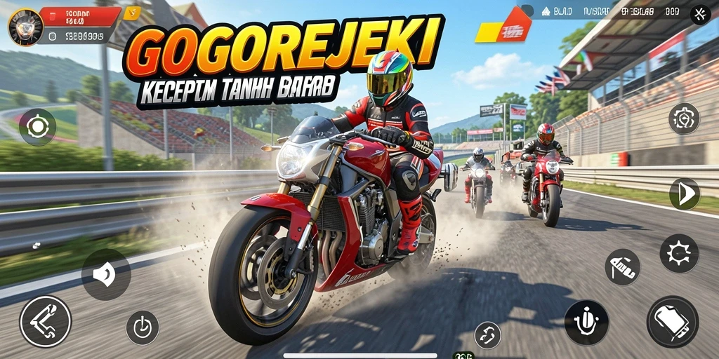 Gameplay seru balap motor dengan kecepatan tinggi.