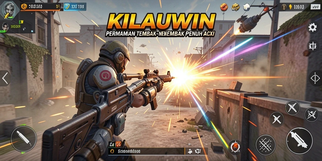 Tampilan gameplay seru KILAUWIN dalam aksi tembak-menembak.