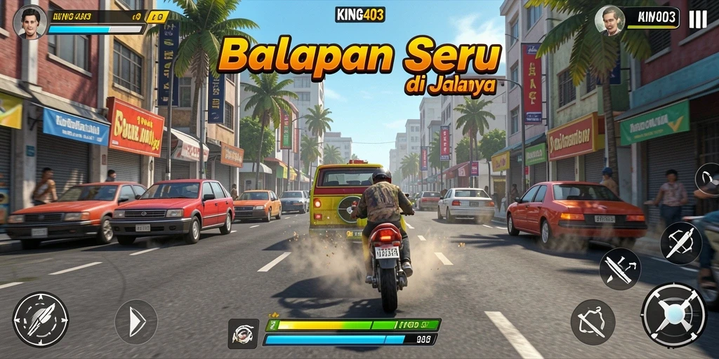 Tampilan gameplay KING403 dengan aksi balapan mendebarkan.