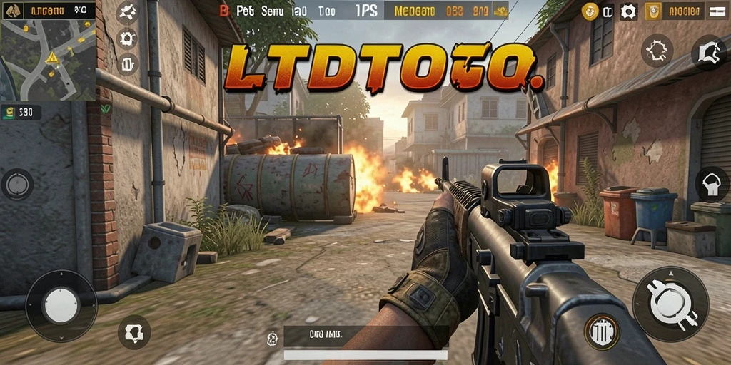 Screenshot tampilan gameplay LTDTOTO dengan aksi tembak-menembak yang intens.