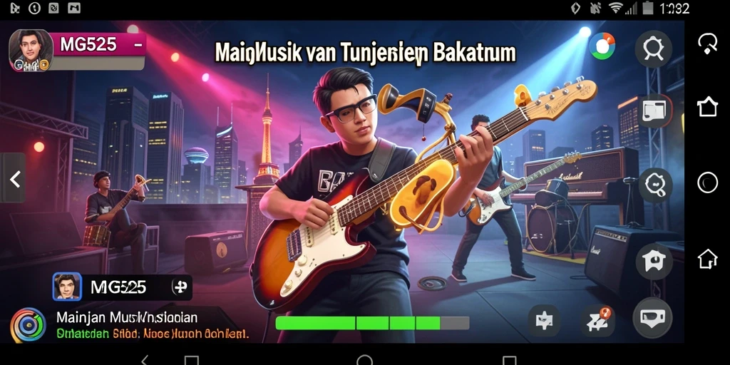 Tampilan gameplay MG525 yang menarik dengan berbagai alat musik.
