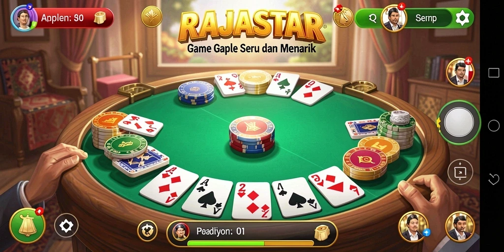 Gameplay seru gaple dalam RAJASTAR yang penuh tantangan.