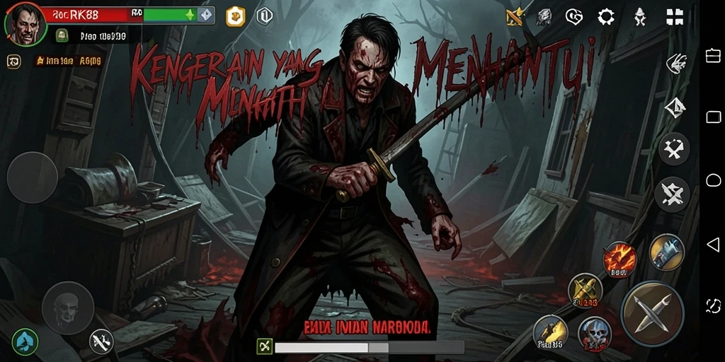 Screenshot RK88 menampilkan suasana kelam dan menegangkan dari gameplay Horror.