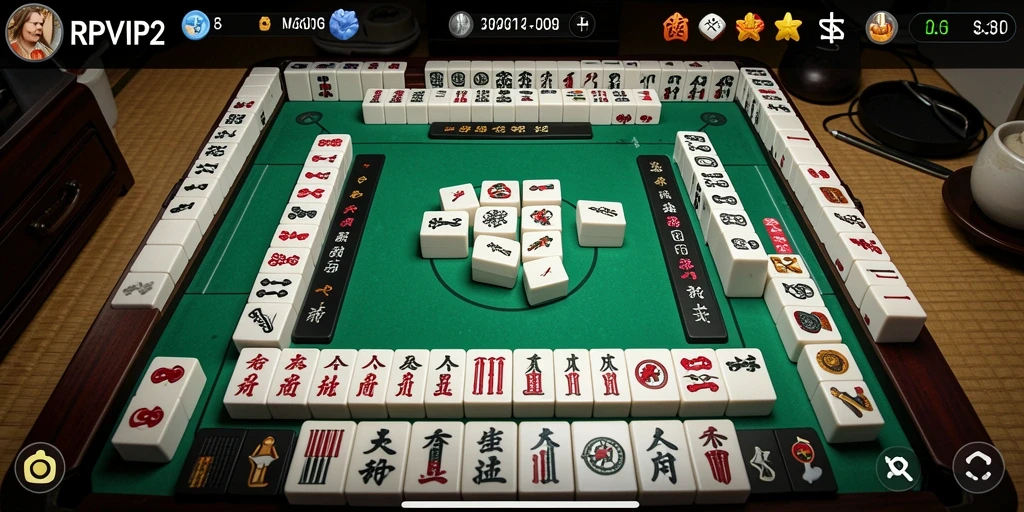 Tampilan menarik gameplay Mahjong RPVIP2 dengan kartu yang berwarna-warni.