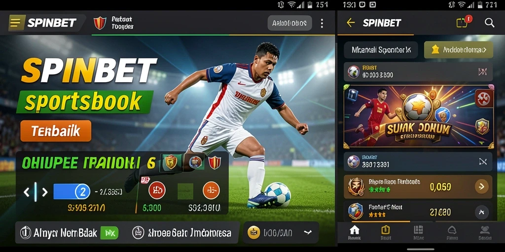 Tampilan utama <strong>SPINBET</strong> menunjukkan antarmuka taruhan olahraga yang interaktif.