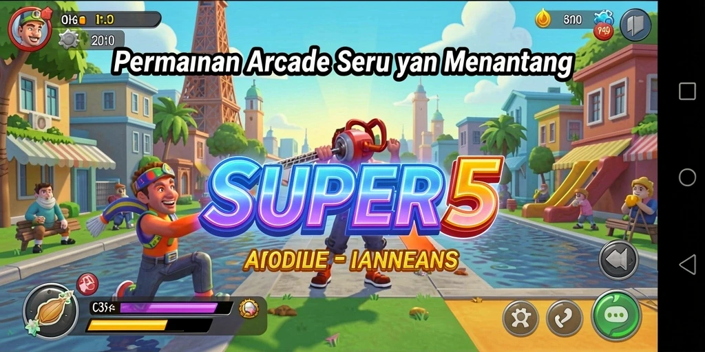 Tampilan permainan <strong>SUPER5</strong> dengan grafis menarik dan gameplay yang mendebarkan.