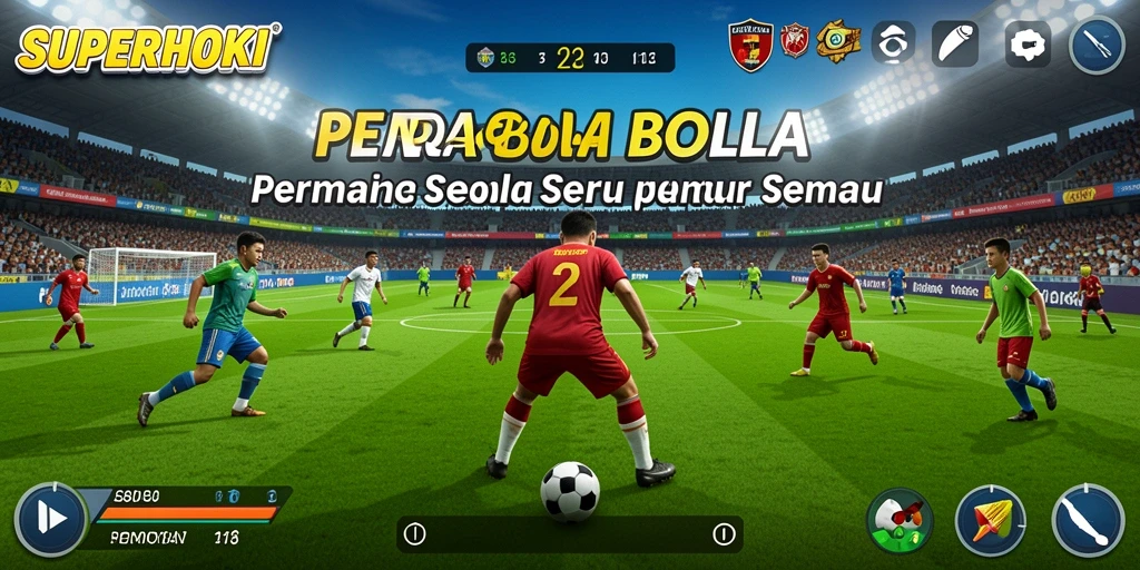 Tampilan dalam <strong>SUPERHOKI</strong> menampilkan pertandingan sepak bola yang mendebarkan.