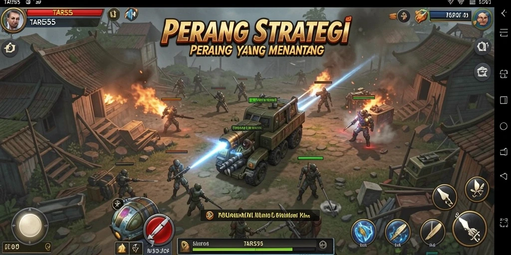 Tangkapan layar TAR555 menunjukkan pertempuran strategi yang epik.