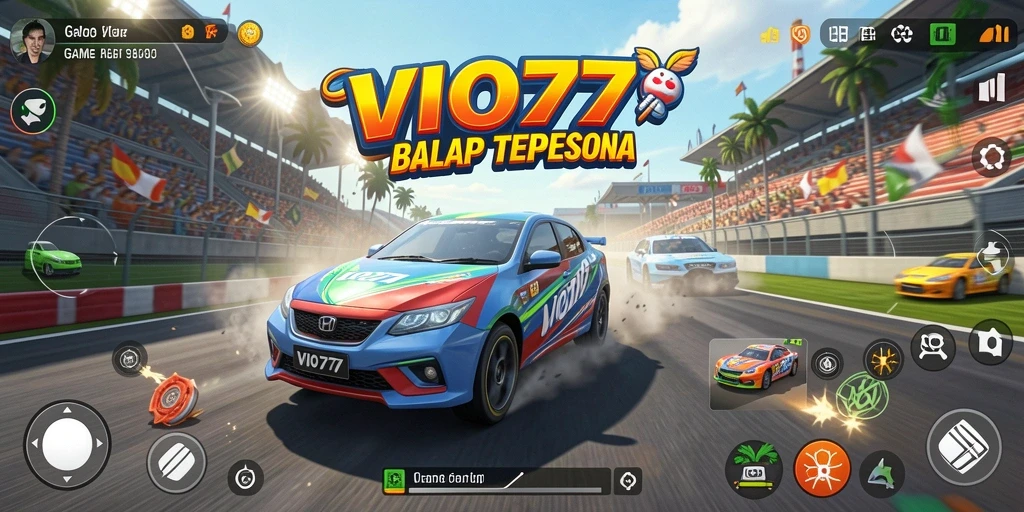 Screenshot menampilkan gameplay balap seru dari VIO77.